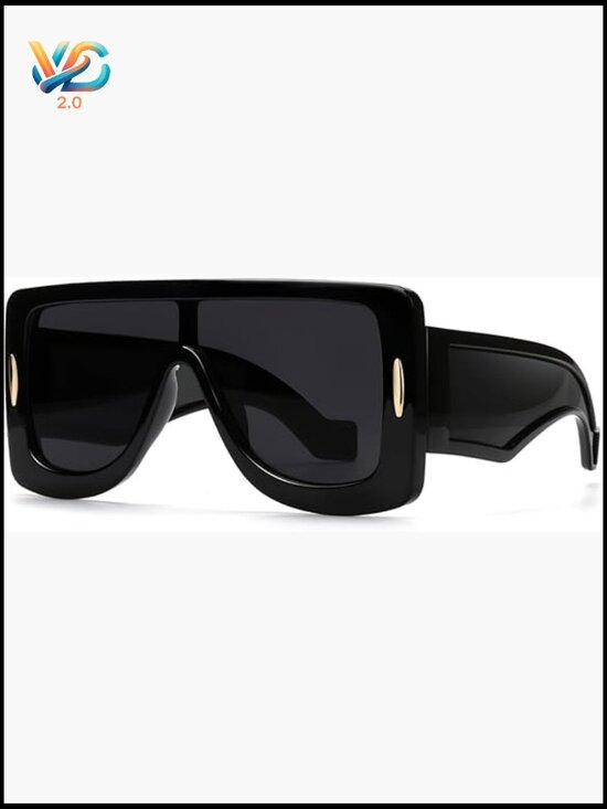 Oversized Flat Top Shield Sunglasses UV Protection Unisex Adult Square main image 7